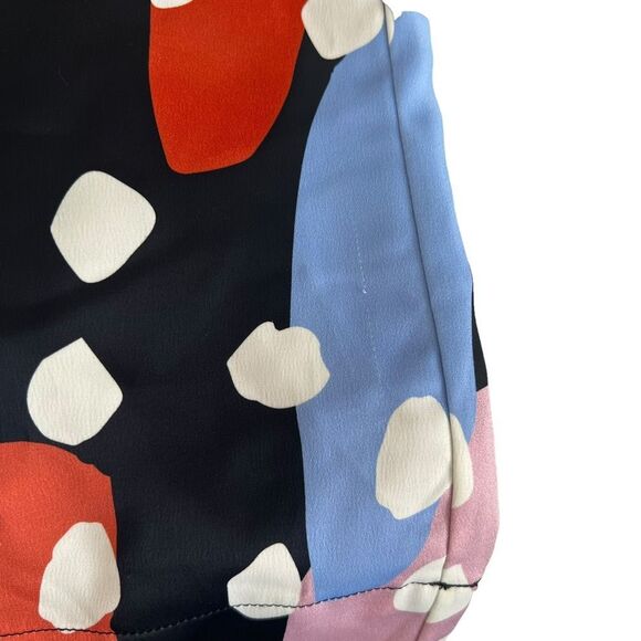 Crosby by Mollie Burch Ramey Mini Dress L NWT — Colorful Abstract Print Satin V- - Picture 9 of 12